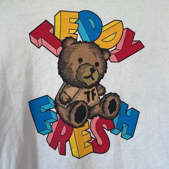 Teddy Fresh merch white crew neck teddy t shirt short sleeve sz M cotton stained - Picture 5 of 17